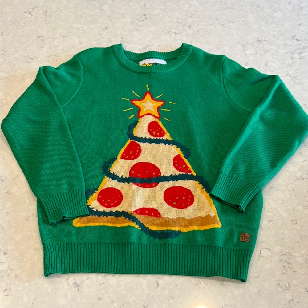 Tipsy Elves Pizza Tree Sweater - size S